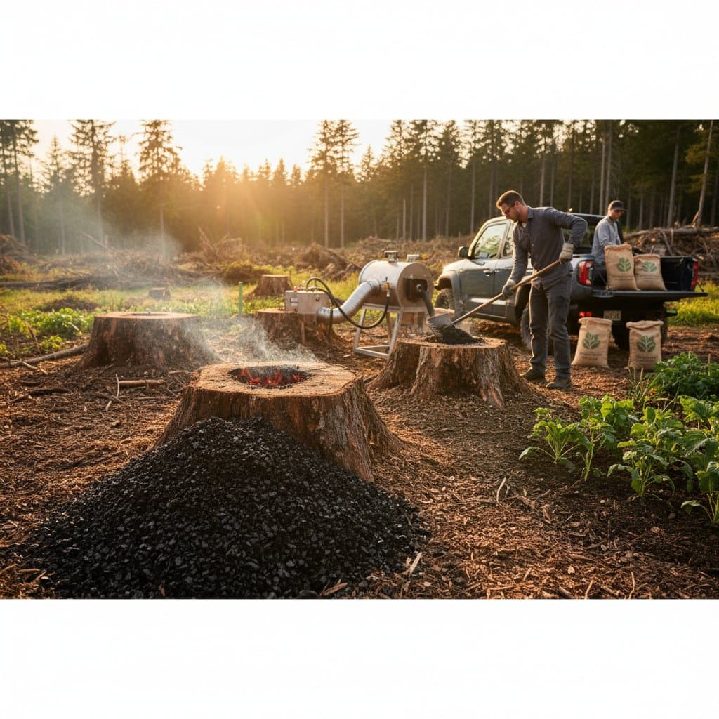 Featured image for Turn Tree Stumps Into $800 Biochar Revenue