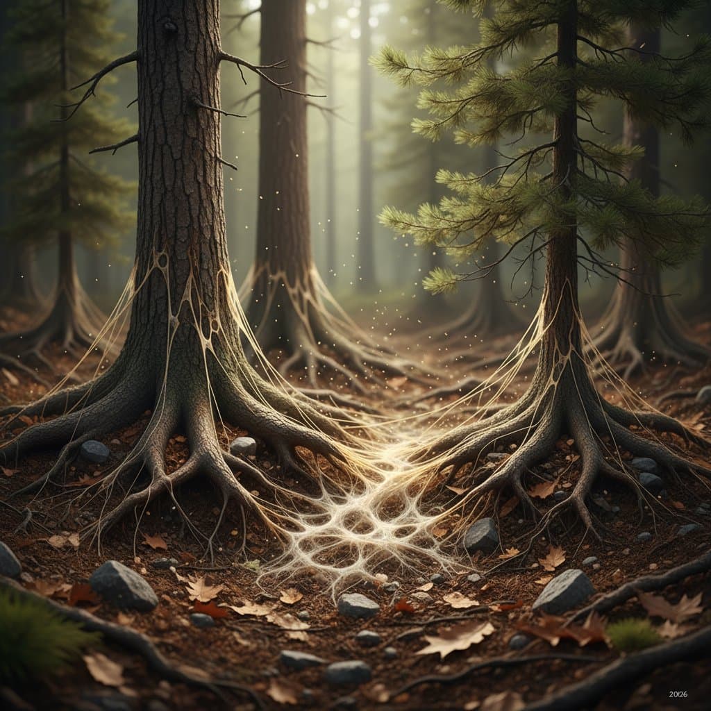 How Fungal Networks Help Trees Share Nutrients and Survive