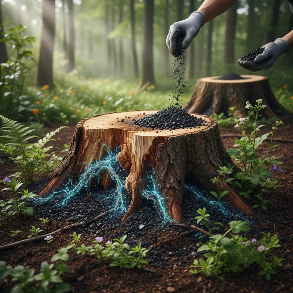 Biochar Cuts Stump Decay Time While Enriching Soil