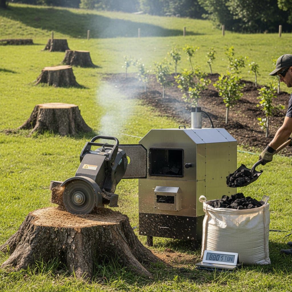 Turn Tree Stumps Into $800/Ton Biochar Income
