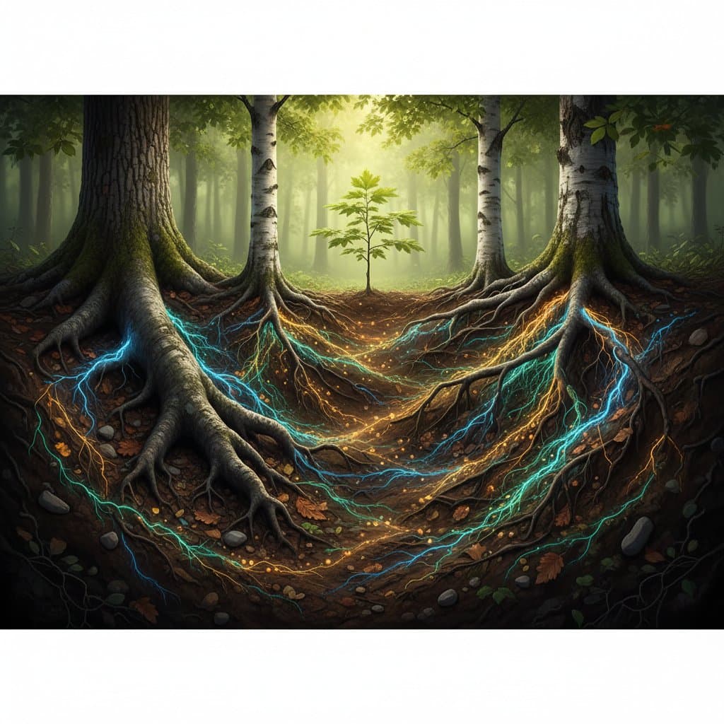 Mycelium Networks Connect Trees Underground to Share Nutrients