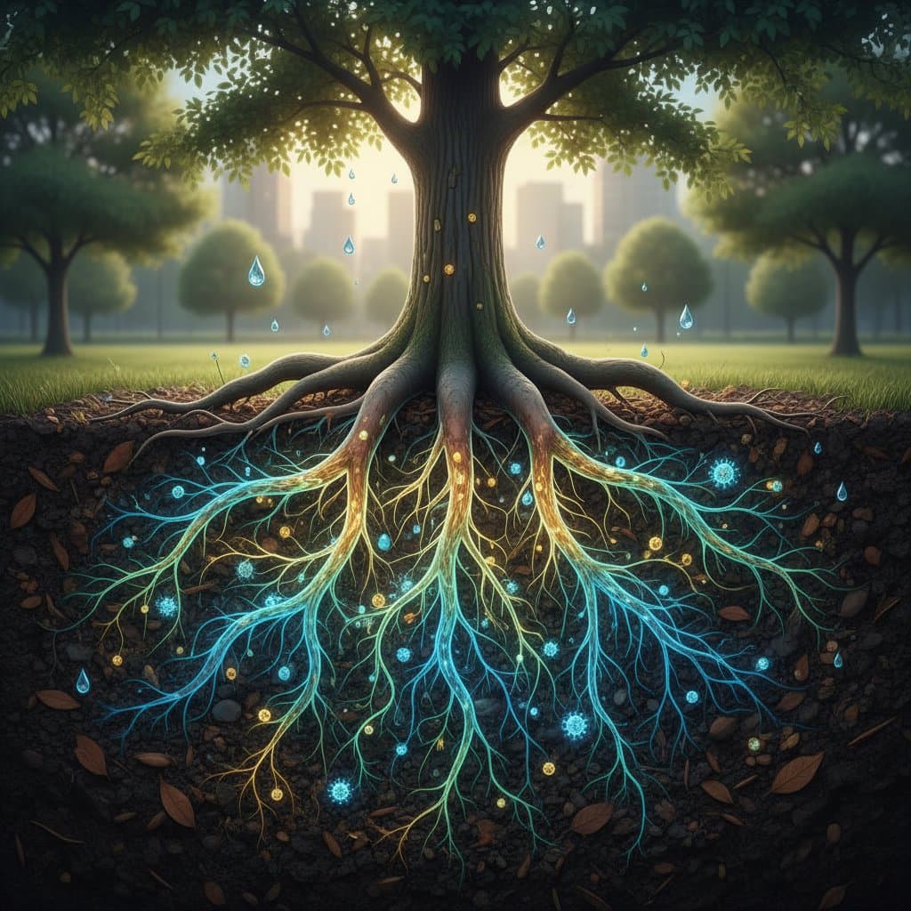 Image for How Fungal Networks Transform Tree Health Below Ground