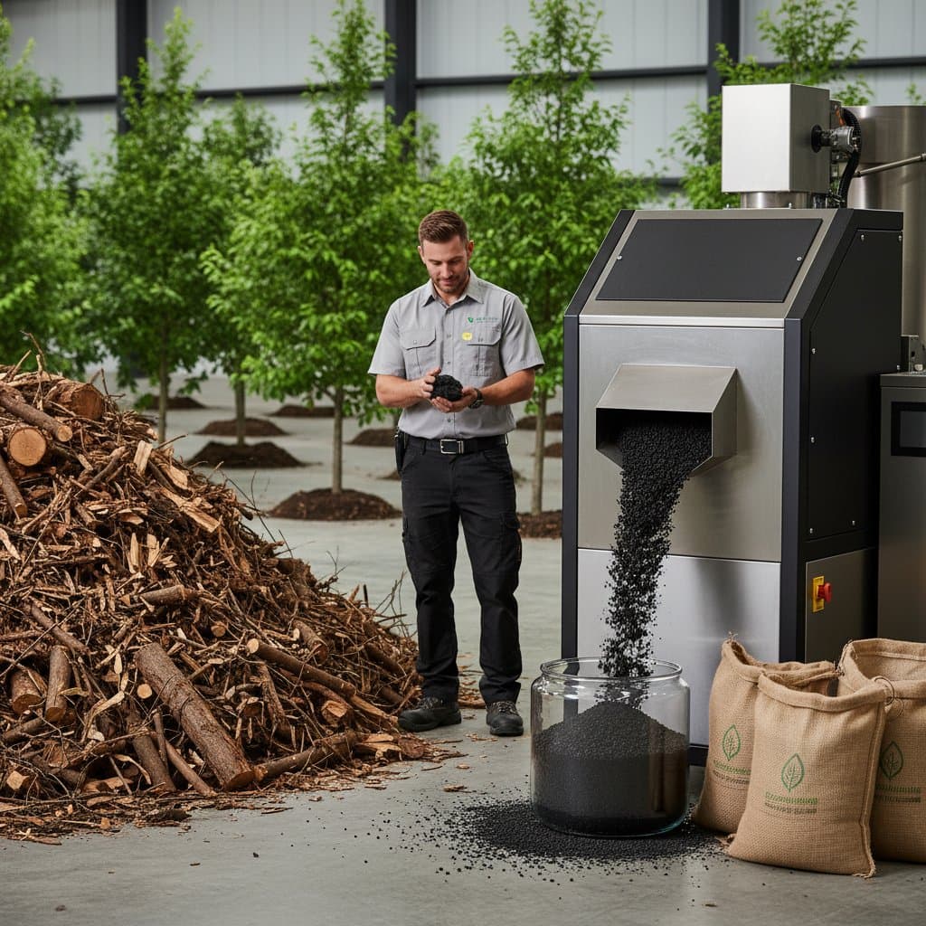 Tree Waste Becomes Profit Through Biochar Production