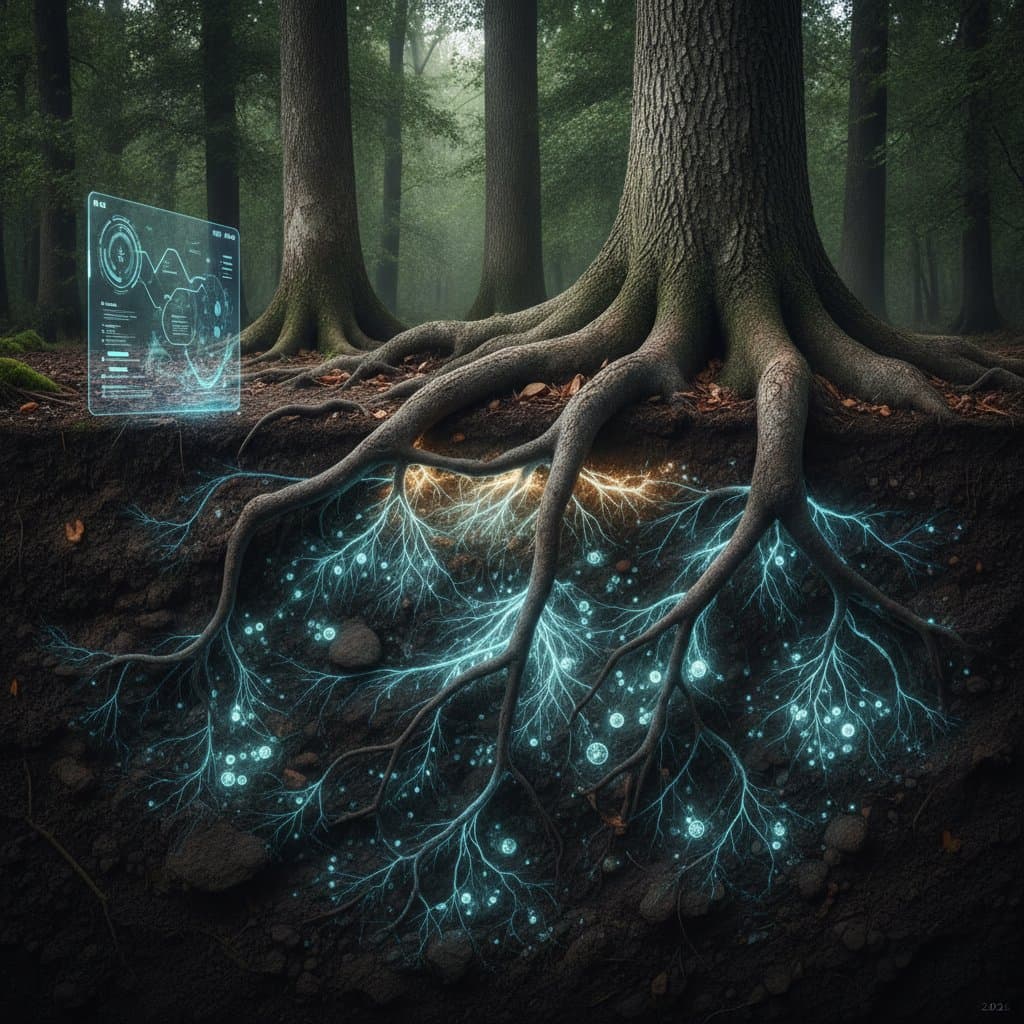 Featured image for Fungal Networks Below Ground Strengthen Tree Roots
